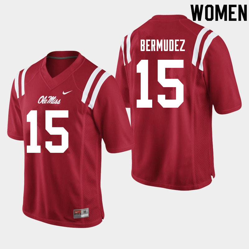 Derek Bermudez Ole Miss Rebels NCAA Women's Red #15 Stitched Limited College Football Jersey QSW2258LN